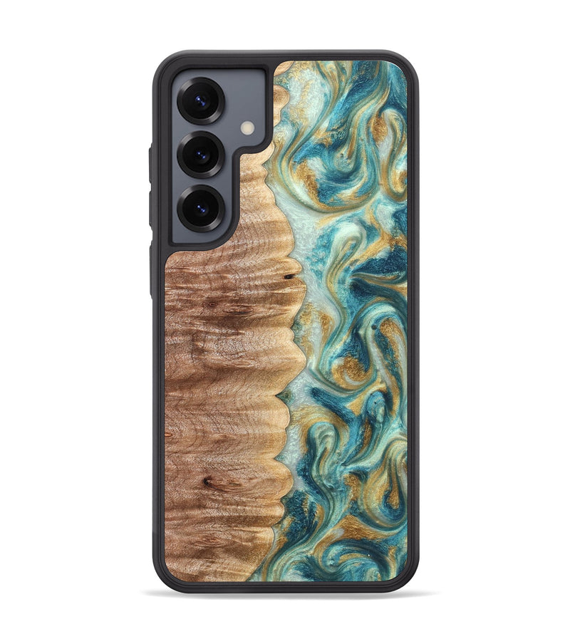 Galaxy S25 Plus Wood Phone Case - Almeda (Teal & Gold, 821200)