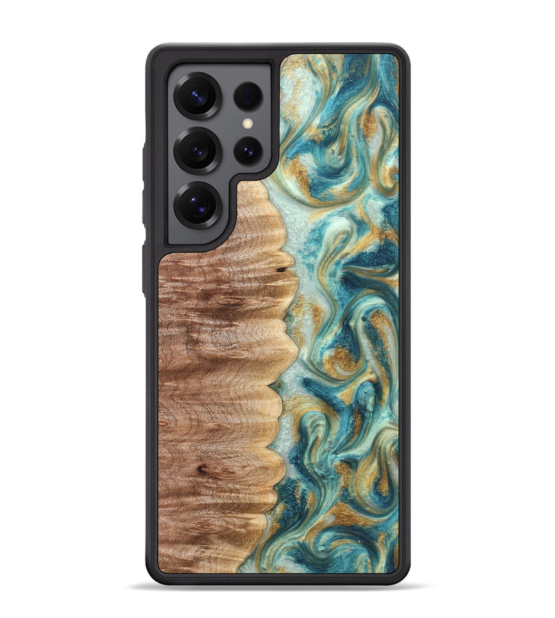 Galaxy S25 Ultra Wood Phone Case - Almeda (Teal & Gold, 821200)