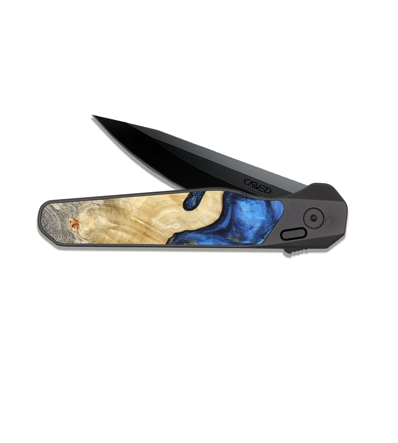 EDC Dark Slate Wood Pocket Knife - Hobson (Teal & Gold, 821202)