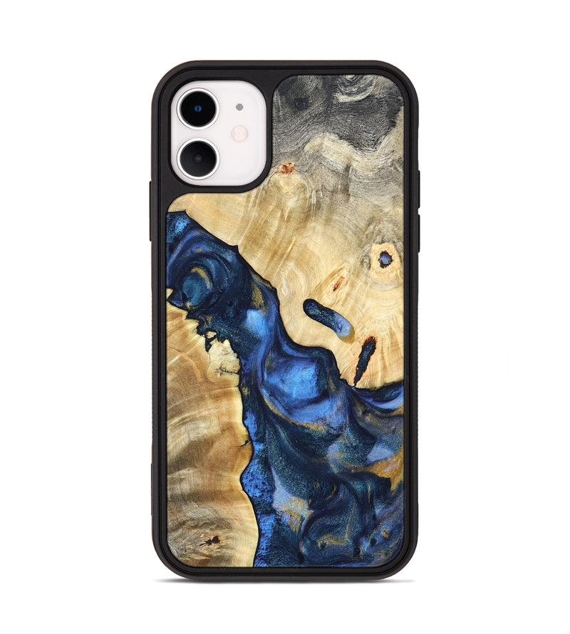 iPhone 11 Wood Phone Case - Hobson (Teal & Gold, 821202)