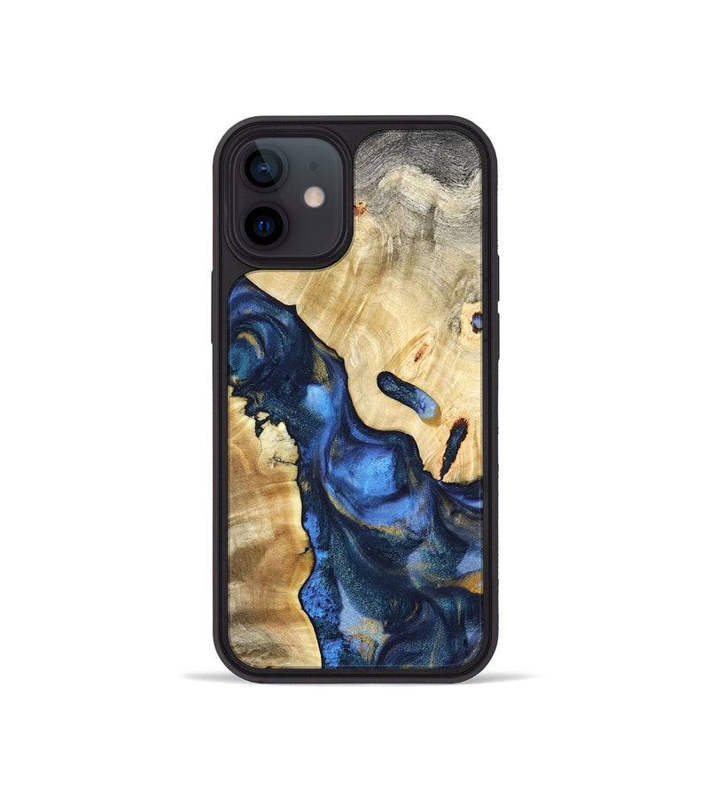 iPhone 12 mini Wood Phone Case - Hobson (Teal & Gold, 821202)