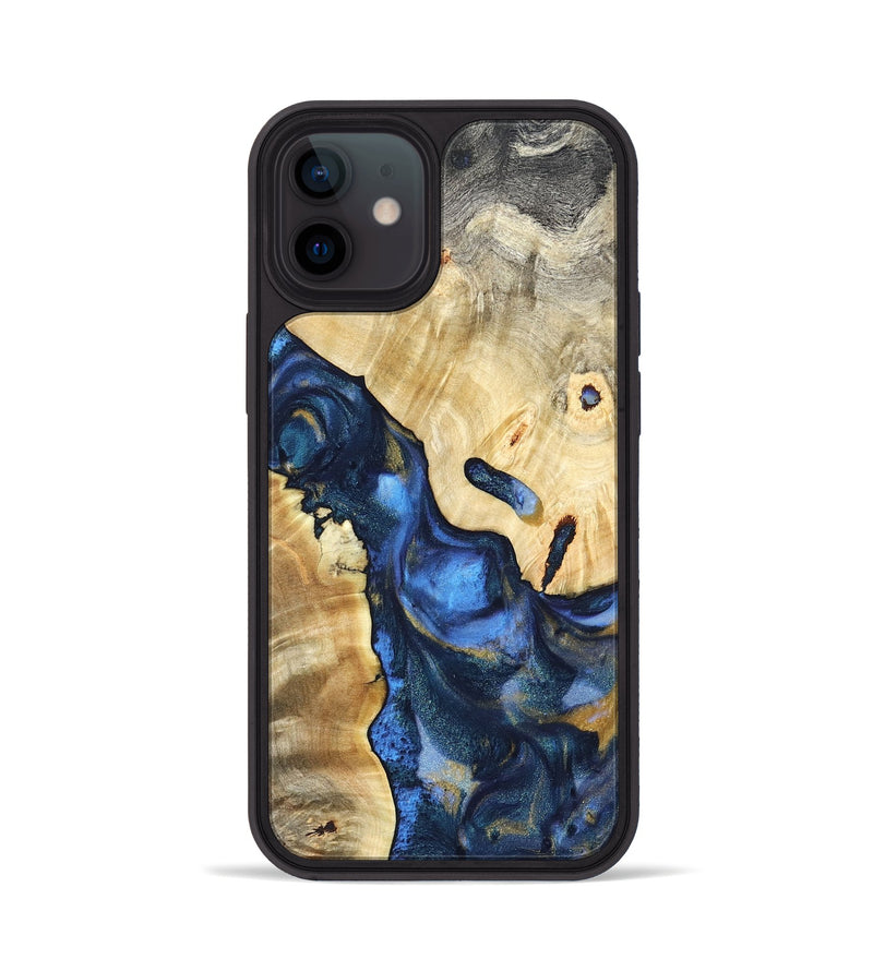 iPhone 12 Wood Phone Case - Hobson (Teal & Gold, 821202)