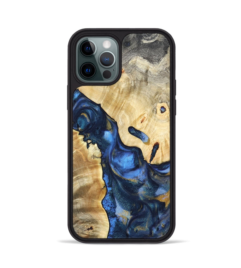 iPhone 12 Pro Wood Phone Case - Hobson (Teal & Gold, 821202)