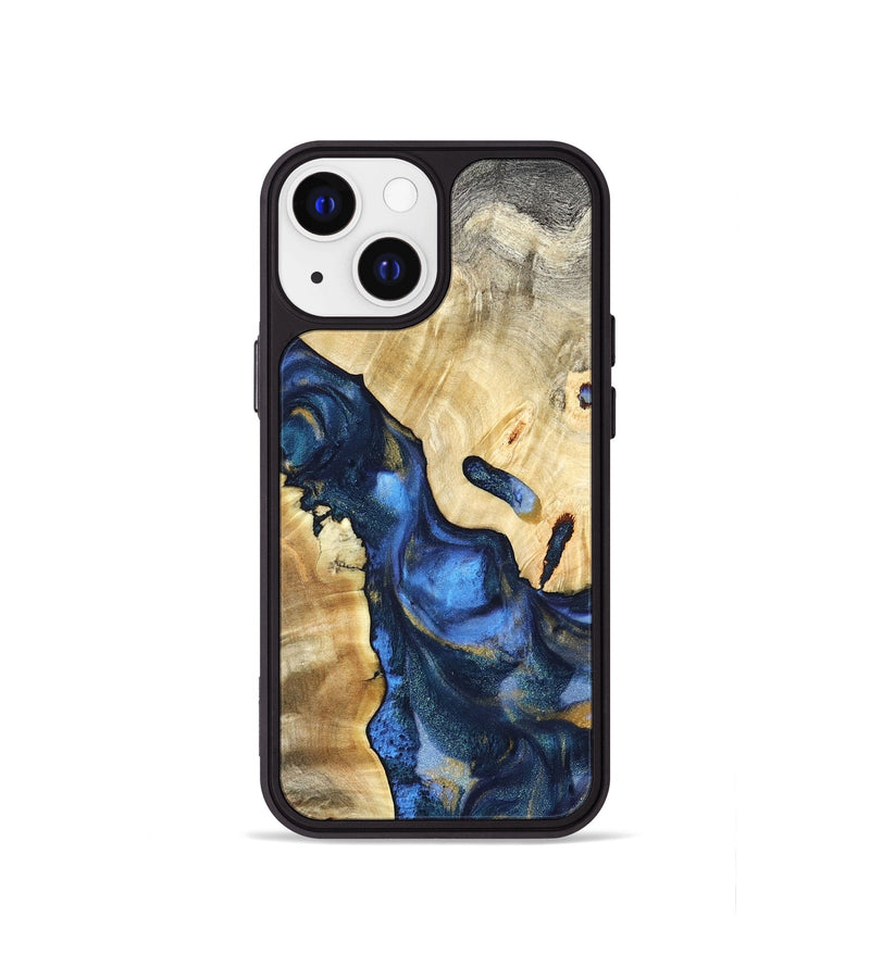 iPhone 13 mini Wood Phone Case - Hobson (Teal & Gold, 821202)