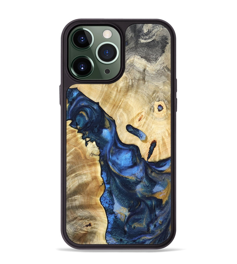 iPhone 13 Pro Max Wood Phone Case - Hobson (Teal & Gold, 821202)