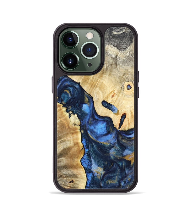 iPhone 13 Pro Wood Phone Case - Hobson (Teal & Gold, 821202)