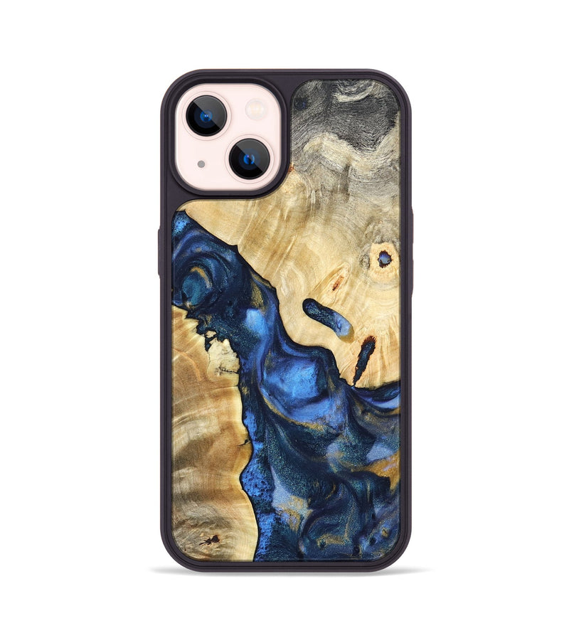 iPhone 14 Wood Phone Case - Hobson (Teal & Gold, 821202)