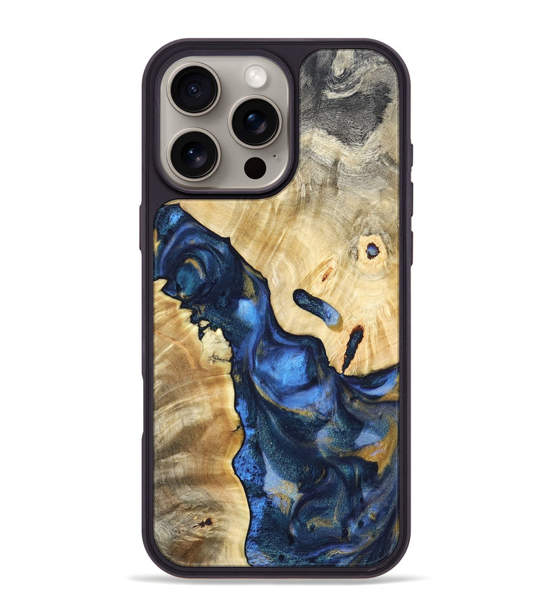 iPhone 16 Pro Max Wood Phone Case - Hobson (Teal & Gold, 821202)