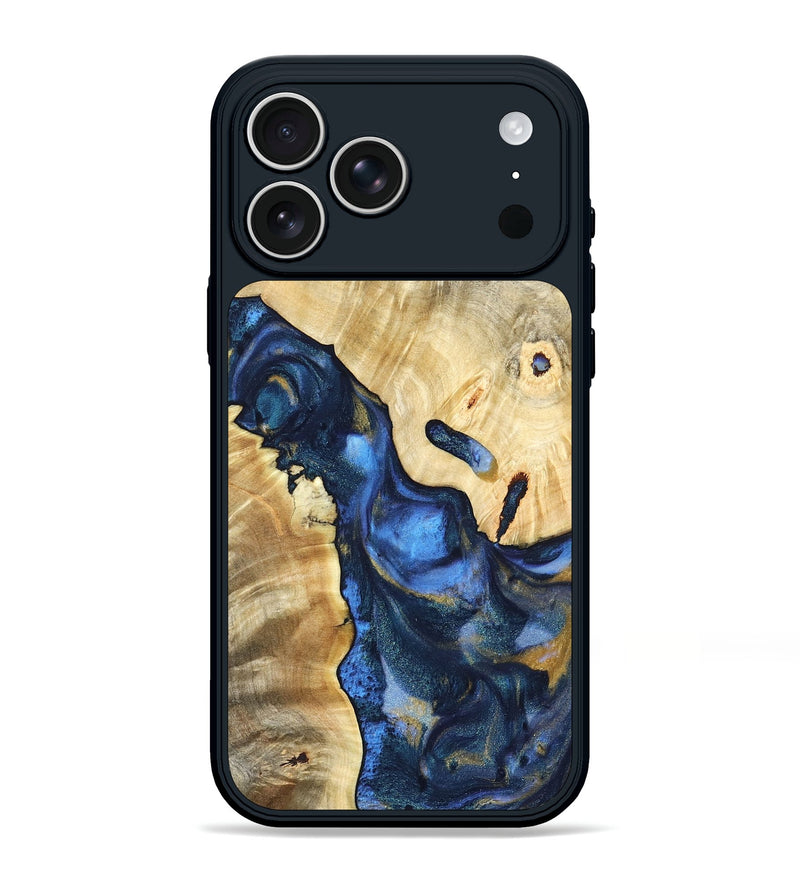 iPhone 17 Pro Max Wood Phone Case - Hobson (Teal & Gold, 821202)