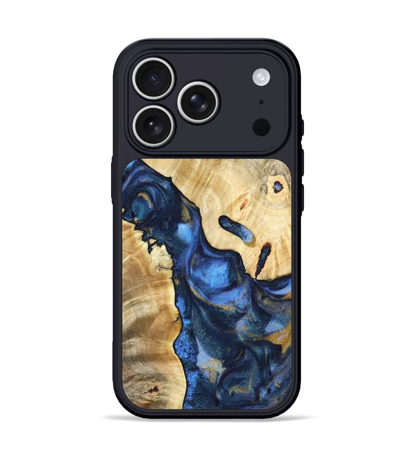 iPhone 17 Pro Wood Phone Case - Hobson (Teal & Gold, 821202)