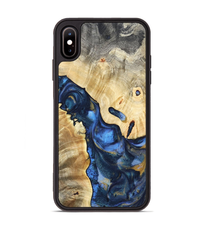 iPhone Xs Max Wood Phone Case - Hobson (Teal & Gold, 821202)