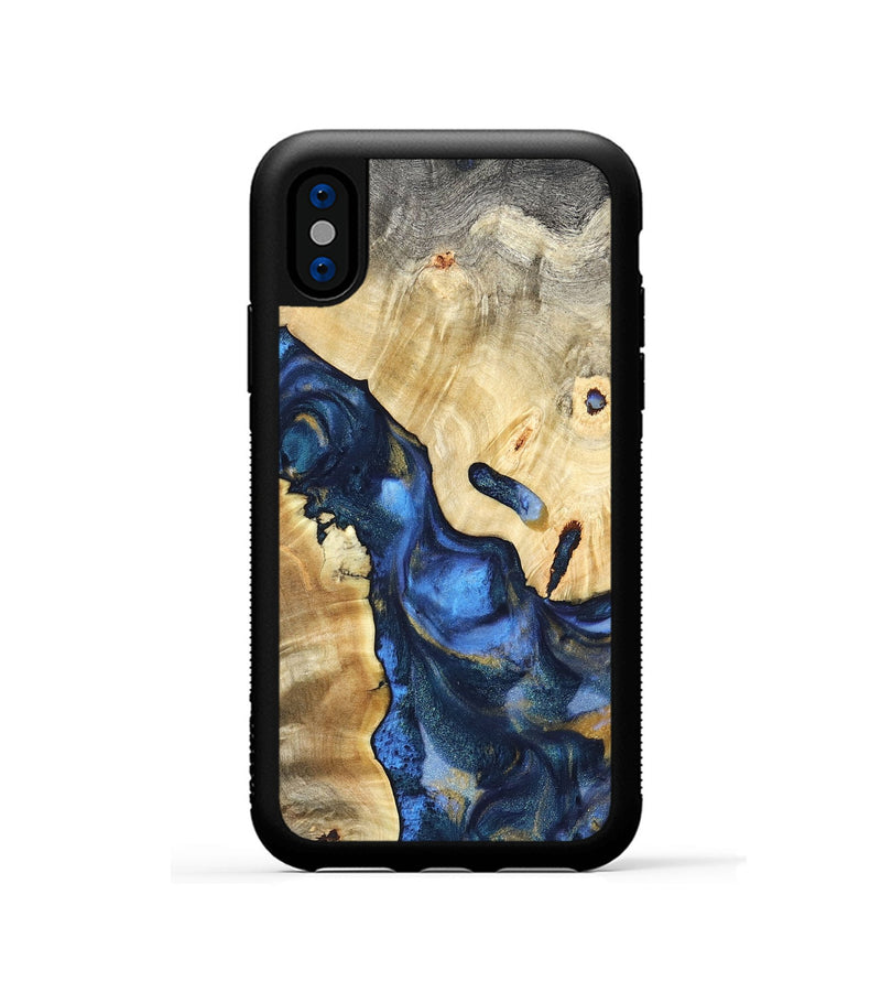 iPhone Xs Wood Phone Case - Hobson (Teal & Gold, 821202)