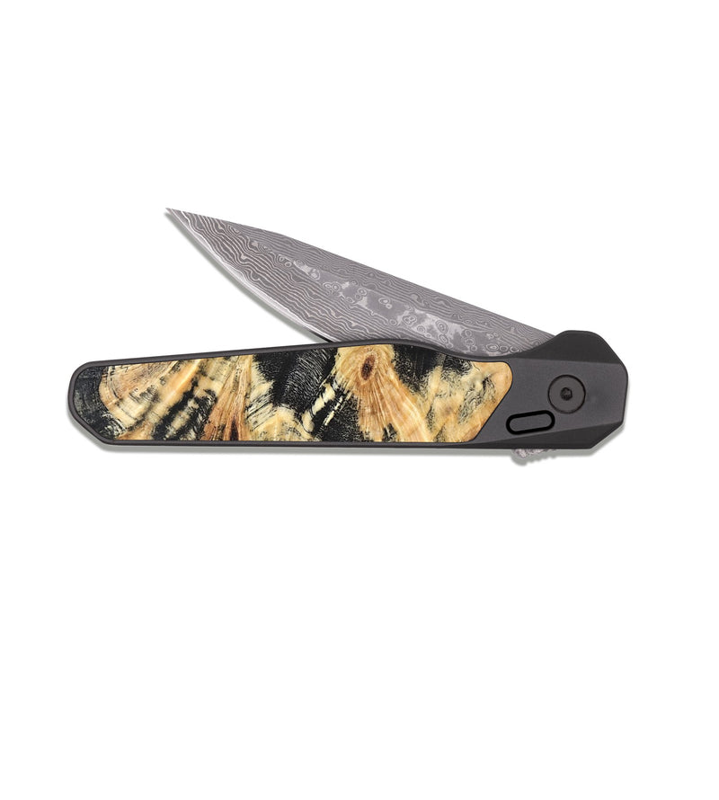 EDC Dark Damascus Wood Pocket Knife - Raymond (Wood Burl, 821206)