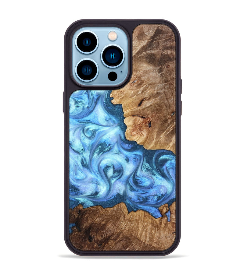 iPhone 14 Pro Max Wood Phone Case - Kiarra (Blue, 821207)