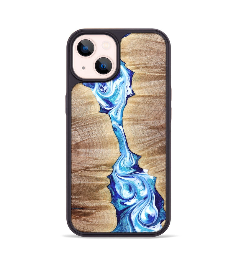 iPhone 14 Wood Phone Case - Leyla (Blue, 821210)
