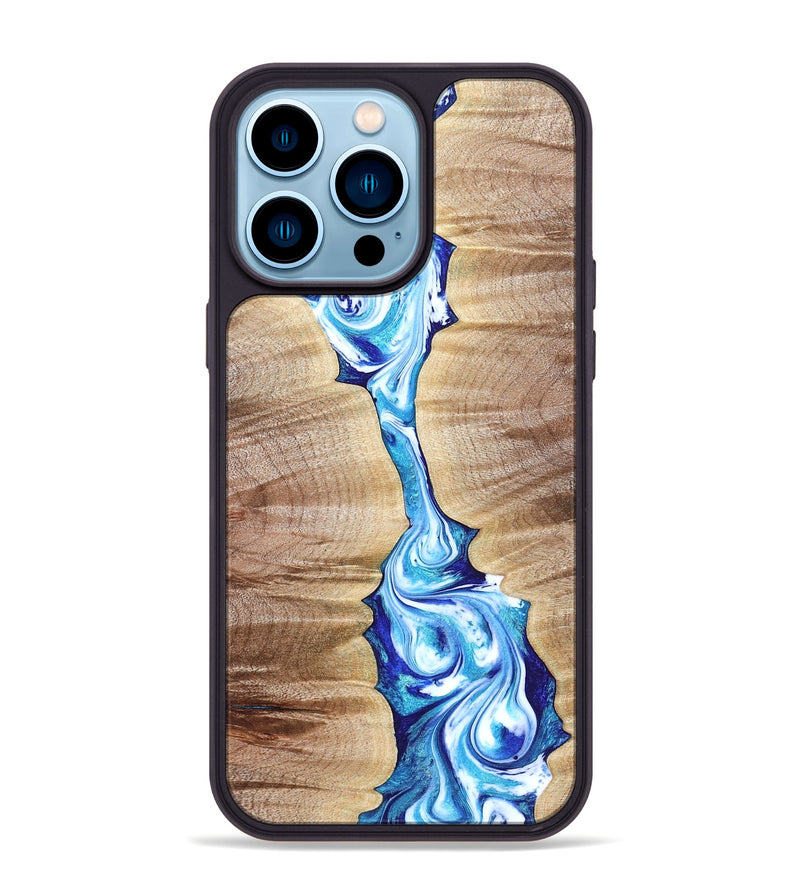 iPhone 14 Pro Max Wood Phone Case - Leyla (Blue, 821210)