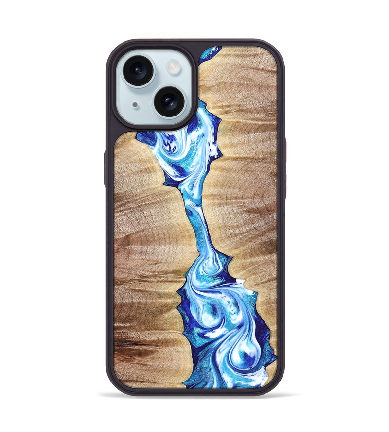 iPhone 15 Wood Phone Case - Leyla (Blue, 821210)