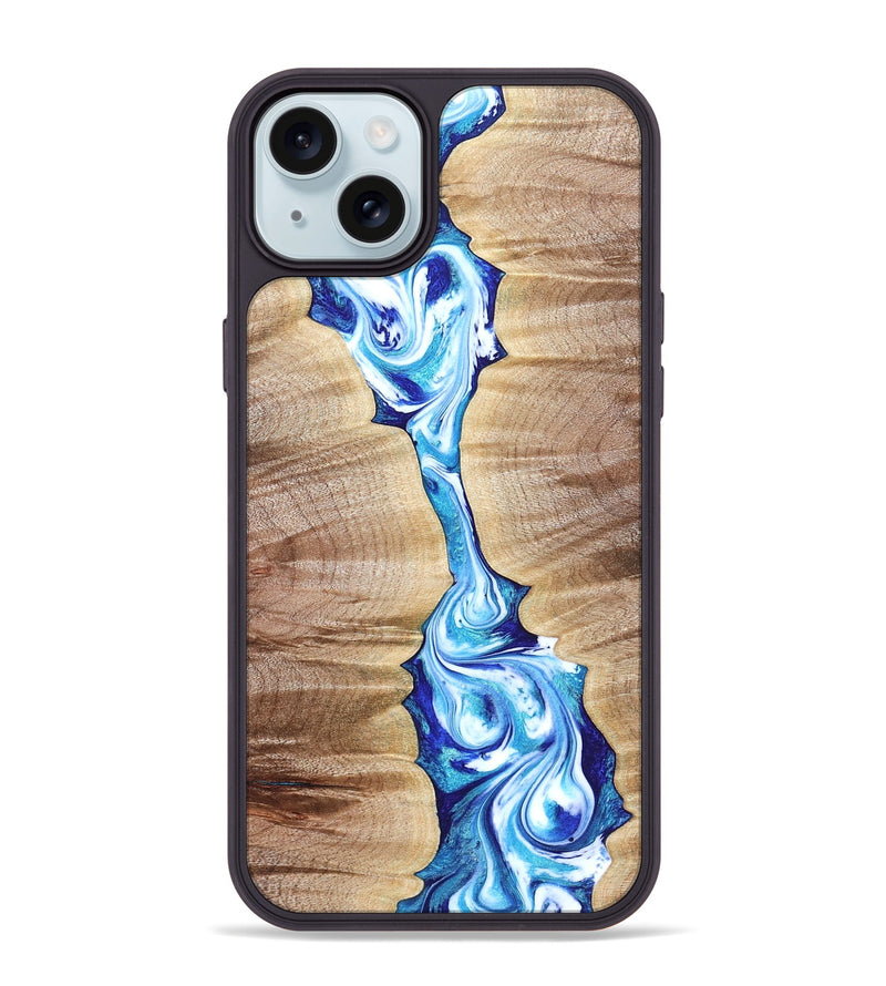 iPhone 15 Plus Wood Phone Case - Leyla (Blue, 821210)