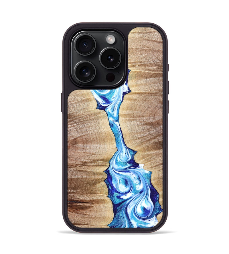 iPhone 15 Pro Wood Phone Case - Leyla (Blue, 821210)