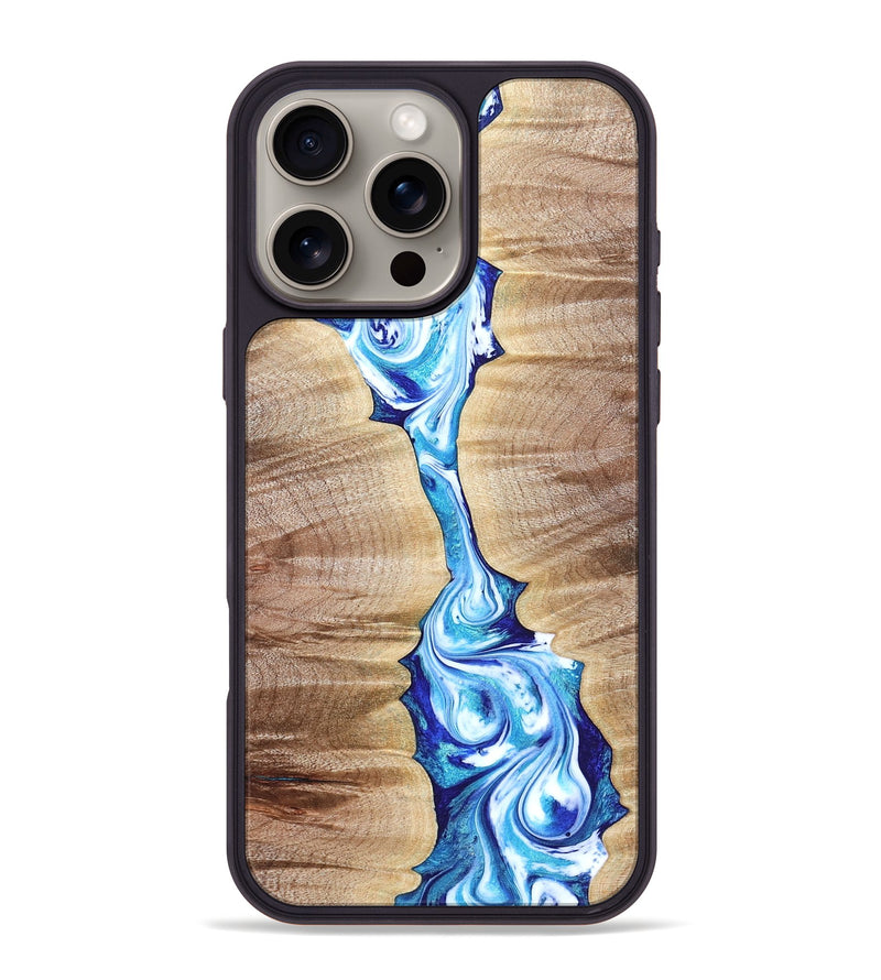iPhone 16 Pro Max Wood Phone Case - Leyla (Blue, 821210)