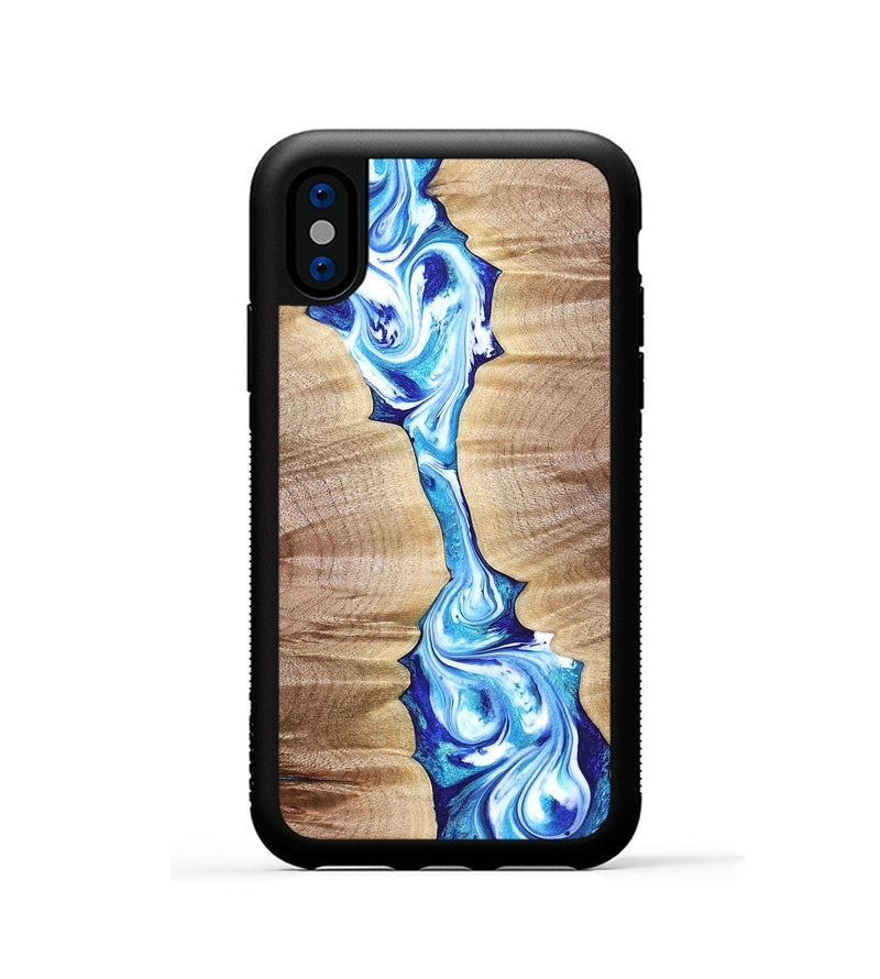 iPhone Xs Wood Phone Case - Leyla (Blue, 821210)
