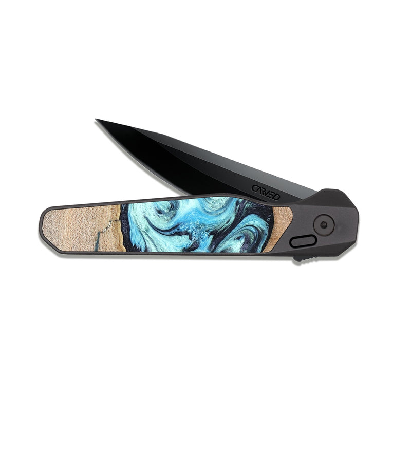 EDC Dark Slate Wood Pocket Knife - Silas (Blue, 821211)