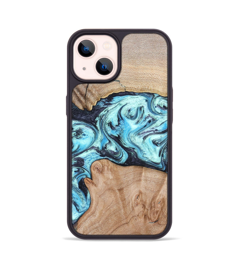 iPhone 14 Wood Phone Case - Silas (Blue, 821211)