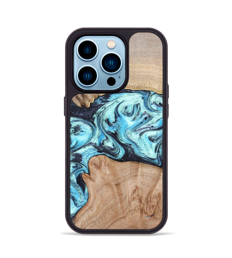 iPhone 14 Pro Wood Phone Case - Silas (Blue, 821211)