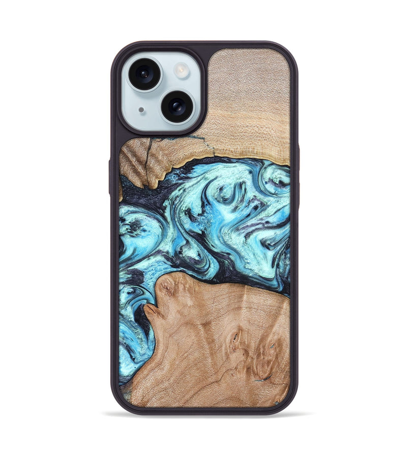 iPhone 15 Wood Phone Case - Silas (Blue, 821211)
