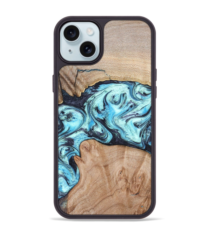 iPhone 15 Plus Wood Phone Case - Silas (Blue, 821211)