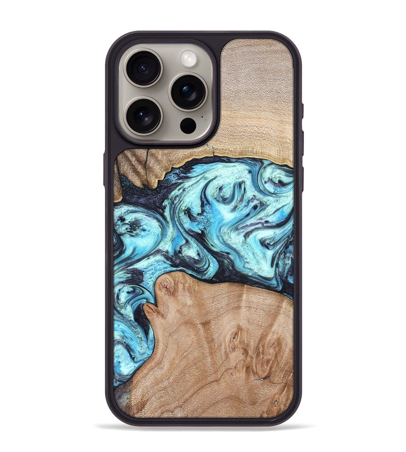 iPhone 15 Pro Max Wood Phone Case - Silas (Blue, 821211)