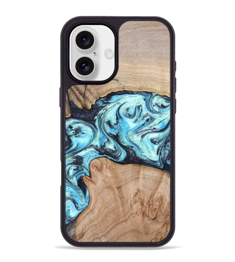 iPhone 16 Plus Wood Phone Case - Silas (Blue, 821211)