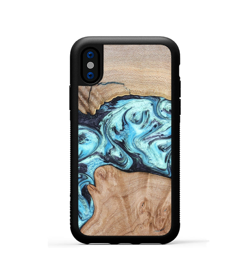 iPhone Xs Wood Phone Case - Silas (Blue, 821211)