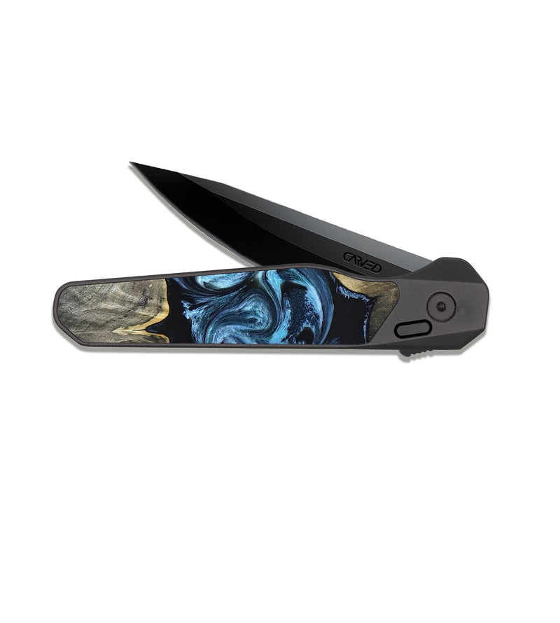 EDC Dark Slate Wood Pocket Knife - Kacey (Blue, 821212)