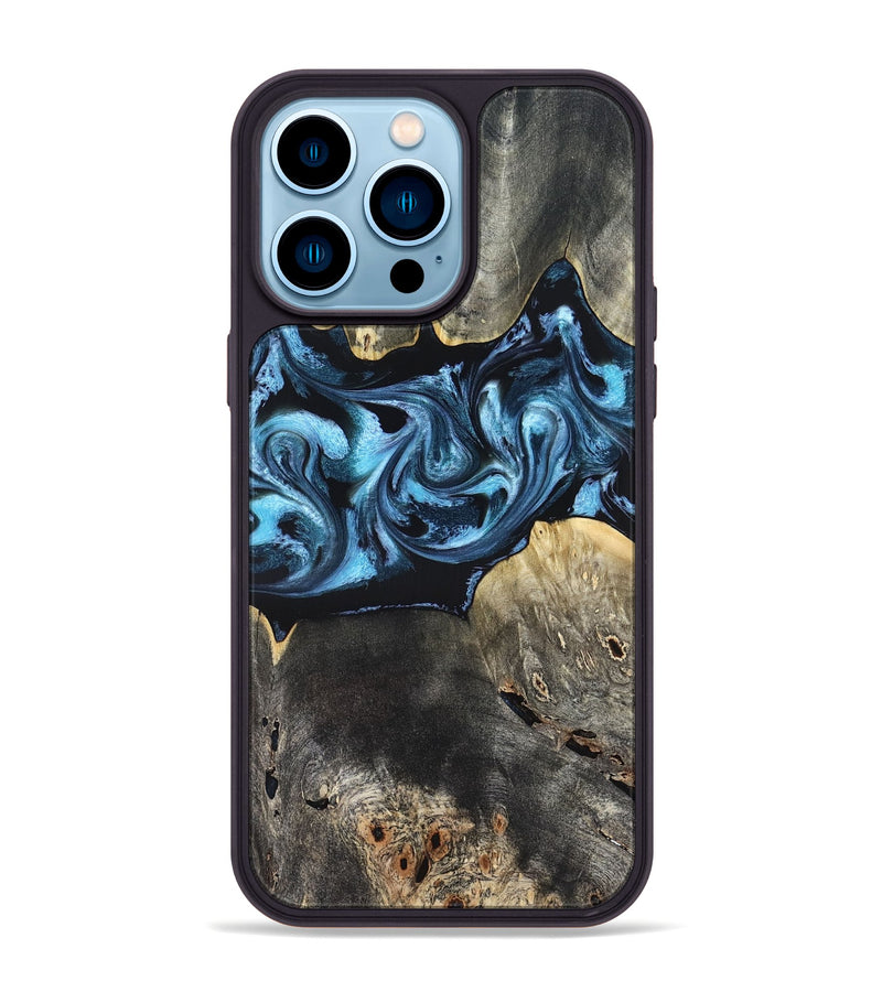 iPhone 14 Pro Max Wood Phone Case - Kacey (Blue, 821212)