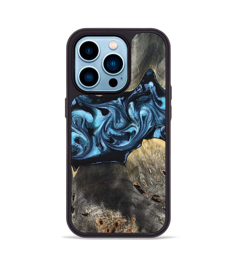 iPhone 14 Pro Wood Phone Case - Kacey (Blue, 821212)