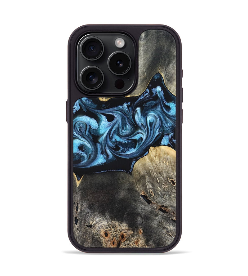 iPhone 15 Pro Wood Phone Case - Kacey (Blue, 821212)