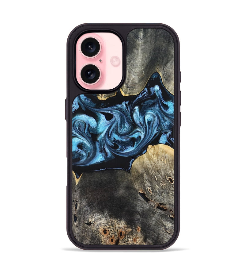 iPhone 16 Wood Phone Case - Kacey (Blue, 821212)