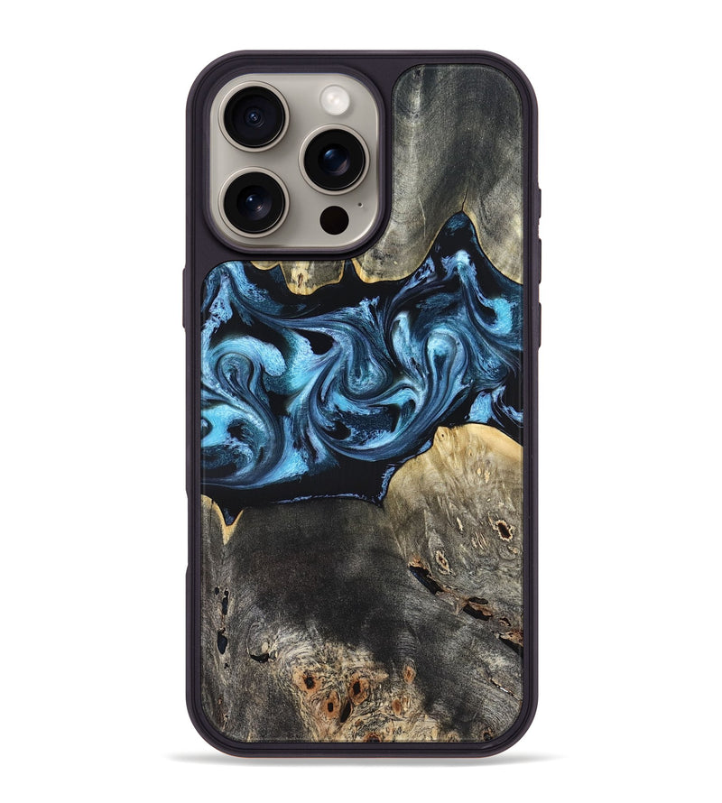 iPhone 16 Pro Max Wood Phone Case - Kacey (Blue, 821212)