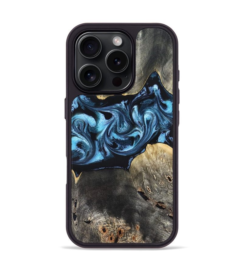 iPhone 16 Pro Wood Phone Case - Kacey (Blue, 821212)