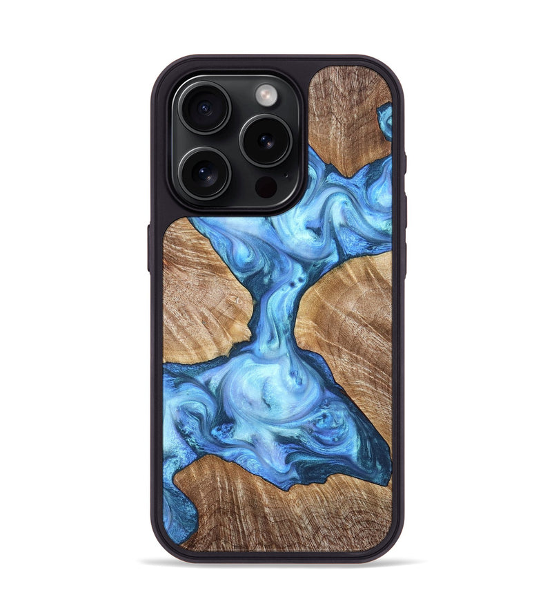 iPhone 15 Pro Wood Phone Case - Weston (Blue, 821215)
