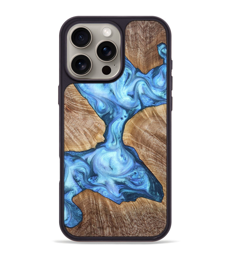 iPhone 16 Pro Max Wood Phone Case - Weston (Blue, 821215)