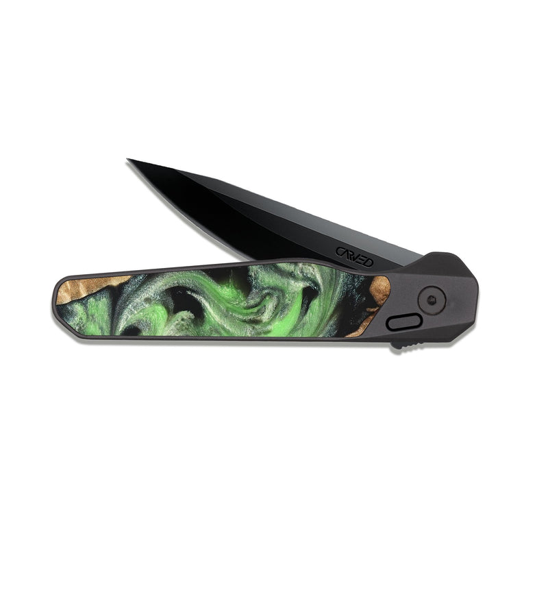 EDC Dark Slate Wood Pocket Knife - Evelin (Green, 821218)