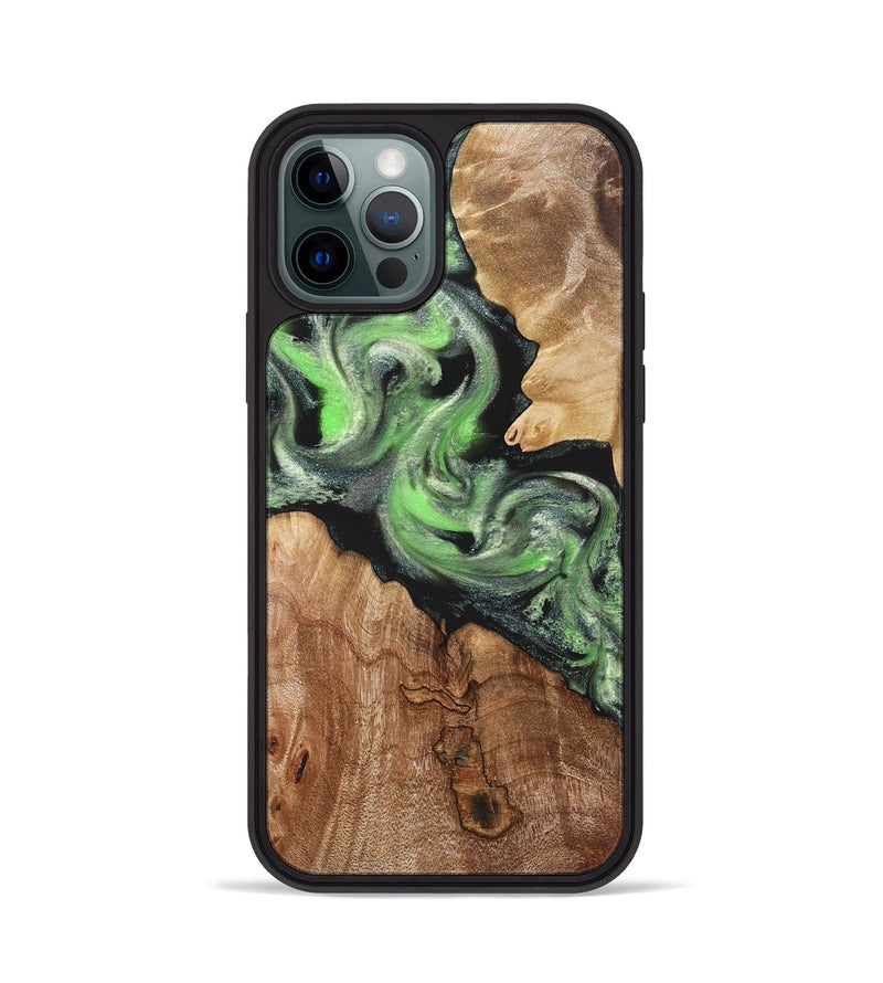 iPhone 12 Pro Wood Phone Case - Evelin (Green, 821218)