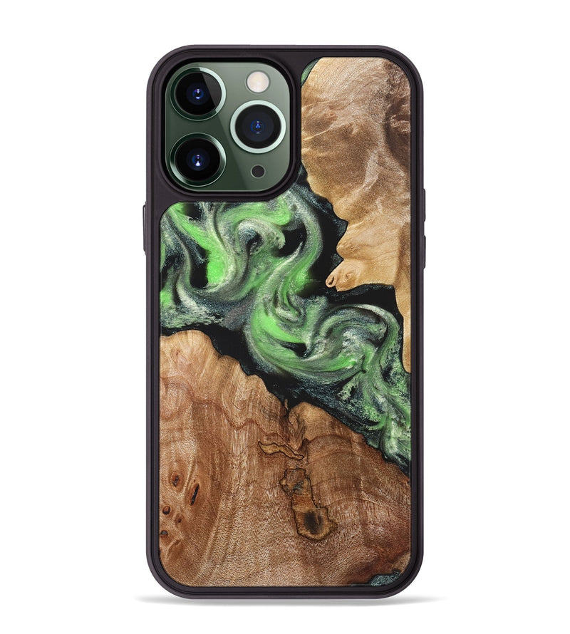 iPhone 13 Pro Max Wood Phone Case - Evelin (Green, 821218)