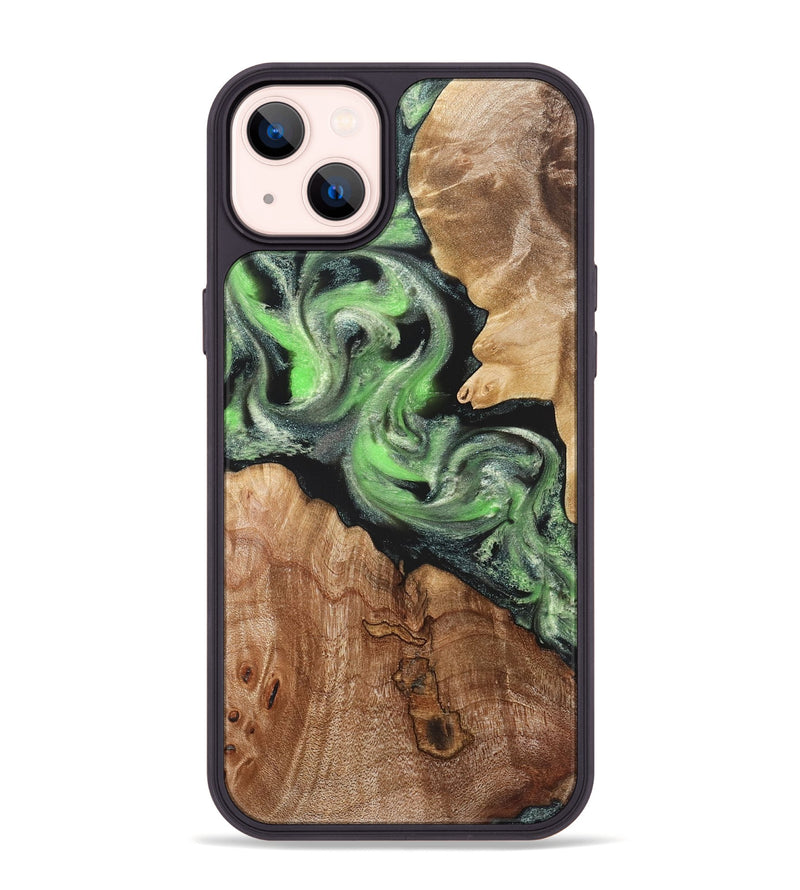iPhone 14 Plus Wood Phone Case - Evelin (Green, 821218)