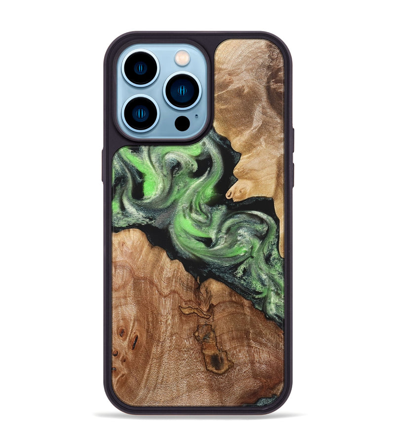 iPhone 14 Pro Max Wood Phone Case - Evelin (Green, 821218)