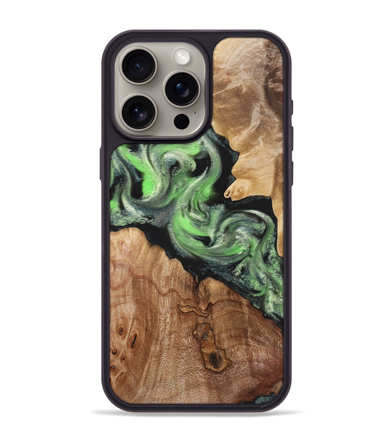 iPhone 15 Pro Max Wood Phone Case - Evelin (Green, 821218)
