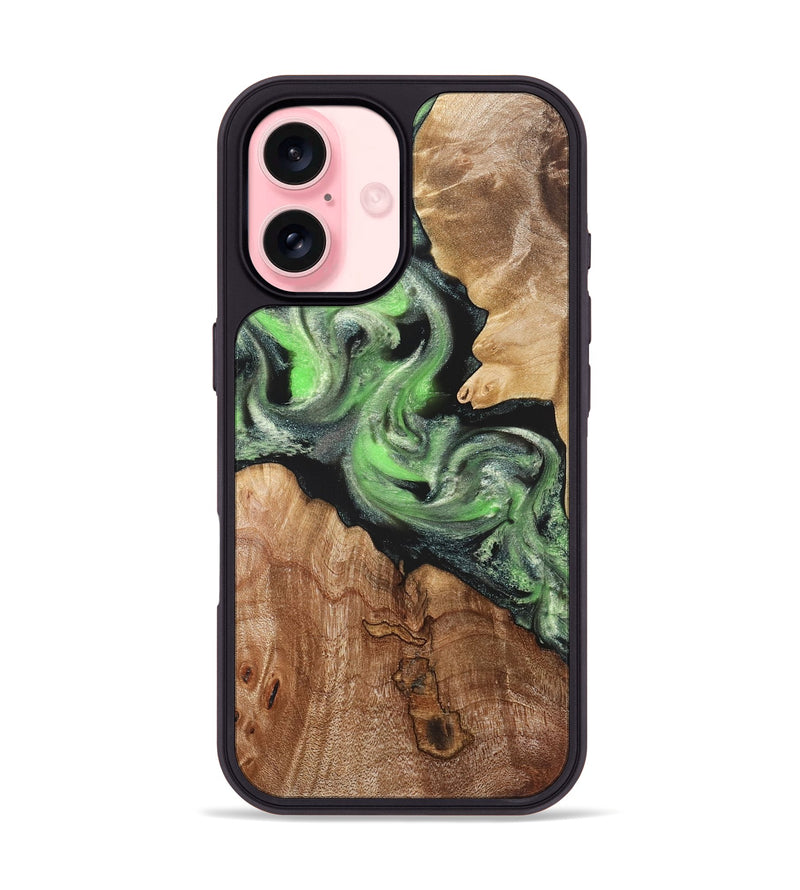 iPhone 16 Wood Phone Case - Evelin (Green, 821218)