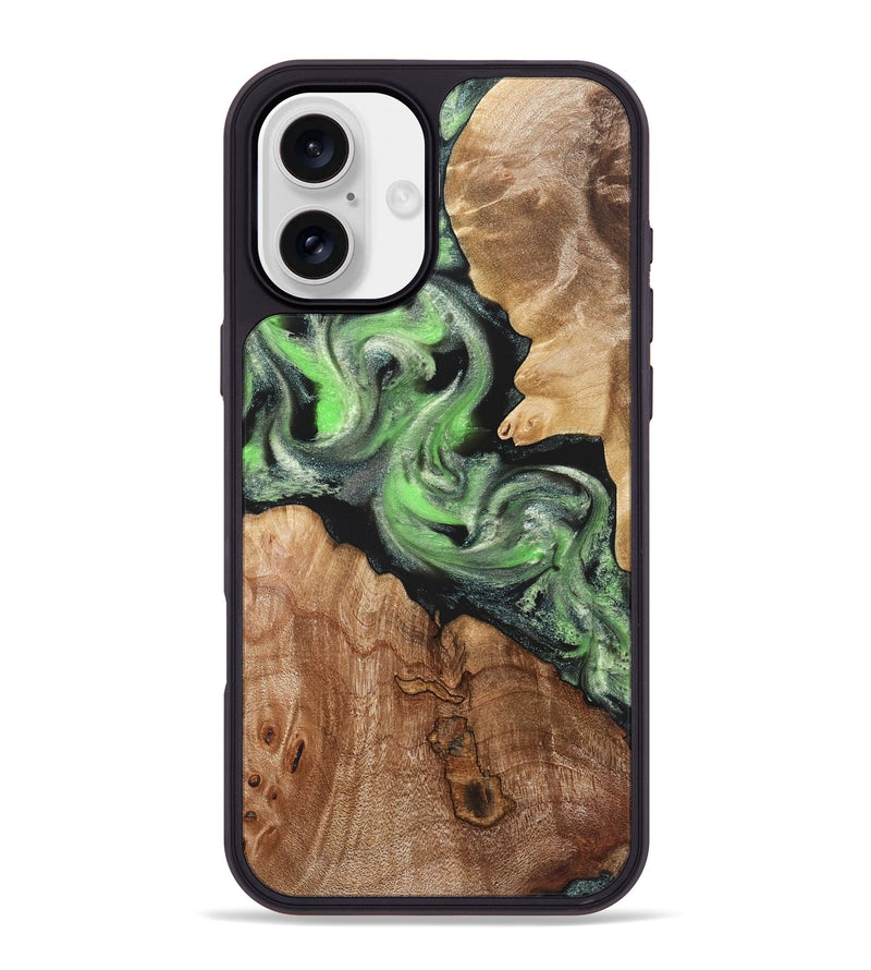 iPhone 16 Plus Wood Phone Case - Evelin (Green, 821218)